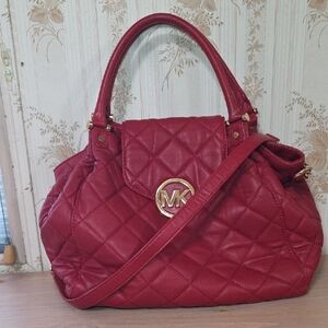 Michael Kors Red Quilted Satchel Or Crossbody